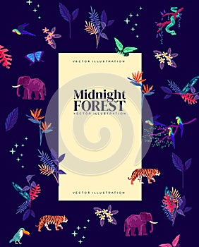 Magical Wild Midnight Rainforest Elements Layout