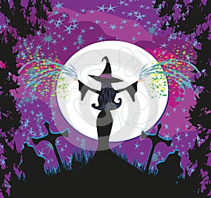 Magical witch casting a magic spell