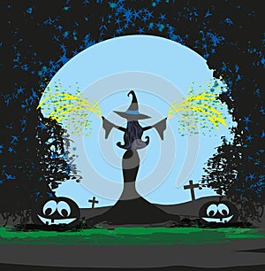 Magical witch casting a magic spell