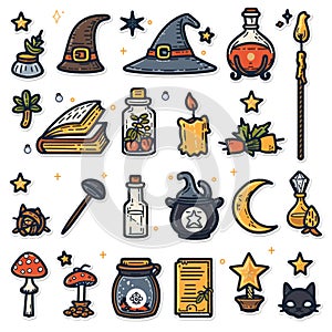 Magical Witchcraft Elements and Symbols for Creative Projects