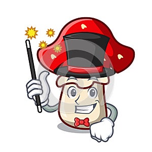 Magician amanita mushroom mascot cartoon