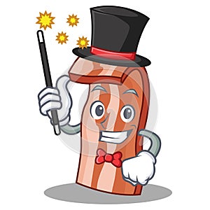 Magician bacon mascot cartoon style