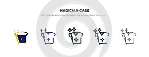 Magician case icon in different style vector illustration. two colored and black magician case vector icons designed in filled,