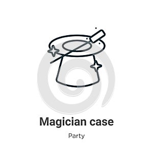 Magician case outline vector icon. Thin line black magician case icon, flat vector simple element illustration from editable party