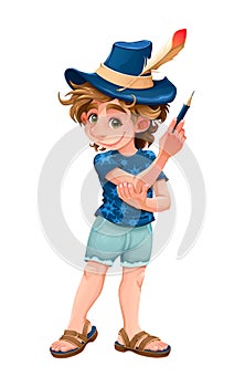 Magician child with blue hat