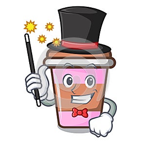 Magician coffee cup mascot cartoon