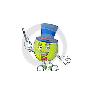 Magician granny smith apple character for health mascot