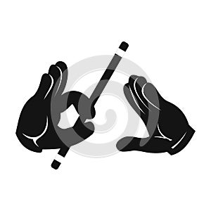 Magician hands with stick simple icon