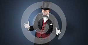 Magician holds something invisible