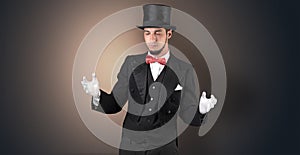 Magician holds something invisible