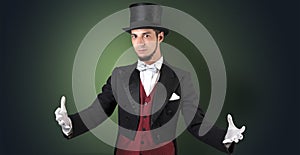 Magician holds something invisible