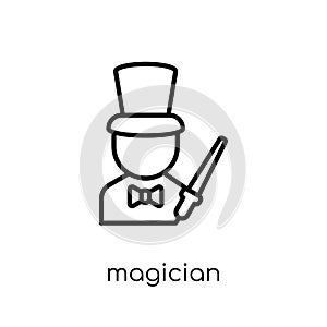 Magician icon. Trendy modern flat linear vector Magician icon on