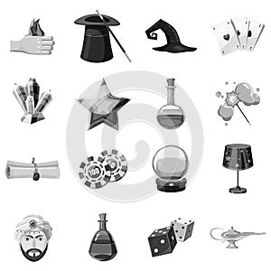 Magician icons set monochrome