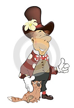 A magician and kitten cartoon photo