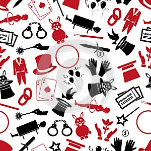 Magician and magic theme set of icons seamless pattern eps10