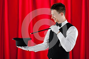 Magician With Magic Wand And Hat