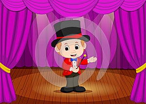 Magician performing on a stage