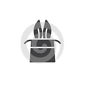 Magician rabbit ears in a magic hat icon vector