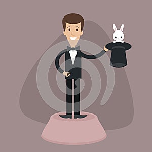 Magician with rabbit in a hat