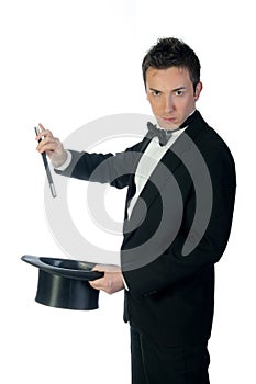Magician with wand and hat