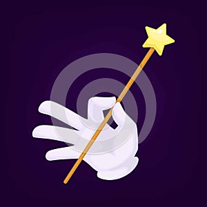 Magicians hand wearing gloves with wand vector illustration