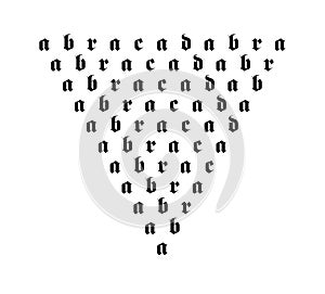 Abracadabra, a magic word, written in Fraktur lowercase letters