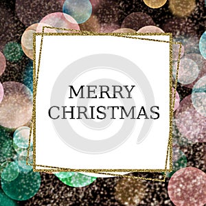 Magik festive background frame with blurred lights on dark backdrop. Christmas winter festive background frames Template