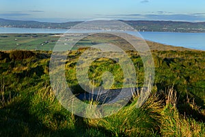 Magilligan point and Donegal from Binevinagh mountain