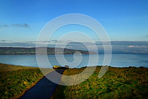 Magilligan point and Donegal from Binevinagh mountain