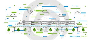 Maglev rail train vector illustration with colorful elements