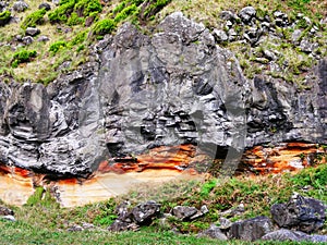 Magmatic and basalt rock in Azores