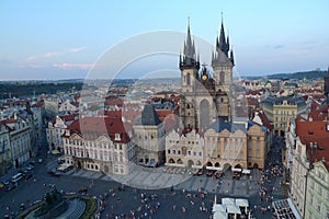 Czechoslovakia Eastern Europe Architecture Magneficient Tynsky Chram Prague Clock Towers Cityscape Mountain Top Czech Republic