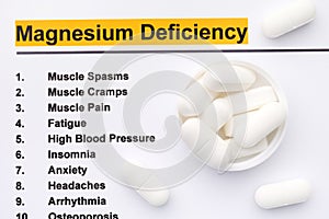 Magnesium deficiency and magnesium pills. photo