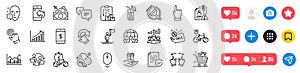 Magnesium mineral, Sale and Leadership line icons pack. For web app. Social media icons. Vector