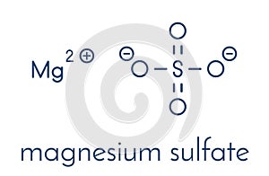 Magnesium sulfate, chemical structure. Many uses include as drug to treat hypomagnesemia. Skeletal formula.
