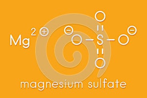 Magnesium sulfate, chemical structure. Many uses include as drug to treat hypomagnesemia. Skeletal formula.