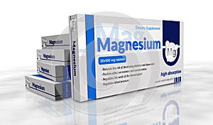 Magnesium tablets pack 3d illustration