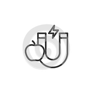 Magnet and apple line icon