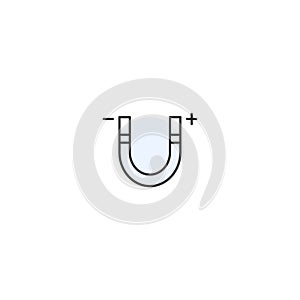 Magnet horseshoe line icon. Physics ferromagnetic gravity technology photo