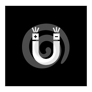 Magnet icon. Black background. Vector illustration.