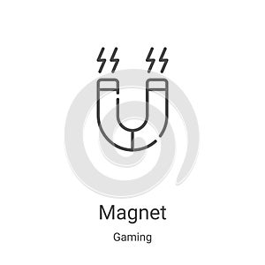 magnet icon vector from gaming collection. Thin line magnet outline icon vector illustration. Linear symbol for use on web and