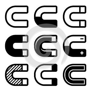 Magnet Icons Set on White Background. Vector