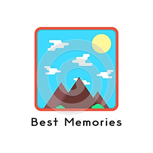 Magnet like photoframe with mountains