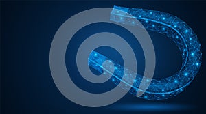 Magnet. A low-poly 3d model of the device consisting of lines and points.