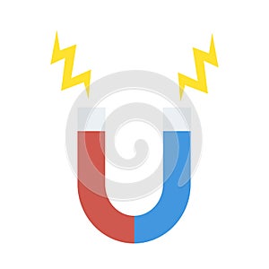 Magnet with magnetic power icon isolated on a white background