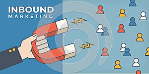 Magnet pulling people for inbound lead generation - digital marketing symbol