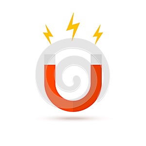 Magnet vector logo icon. Electromagnetic fieldd business attract concept