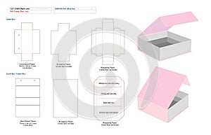 Magnetic closure rigid box dieline template