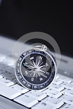 Magnetic compass on a laptop