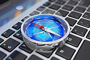 Magnetic compass on laptop keyboard